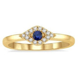 10KY Diamond & Sapphire Evil Eye Ring w/ 027 ctw Dia. & 2.6mm Sapph.
