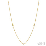 Yellow Gold Diamond Station Necklace, o.25 Carat tw