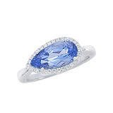 14K White Gold 2.32 Carat Lab Grown Aqua Blue Spinel and 0.13 Carat(tw) Lab Grown Diamonds Ring