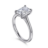 14K White Gold Emerald Cut Solitaire Engagement Ring