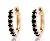 14K Yellow Gold Black Diamond Huggie Earrings, 0.30 Carat TW