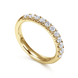 14K Yellow Gold Diamond 11Stone French Pave' Wedding Band, 0.48Carat TW