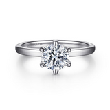 14K White Gold Round Solitaire Engagement Ring