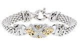 Italian Silver with Yellow Gold Accents and Diamonds Flex Bracelet