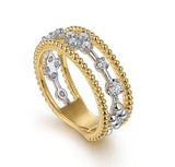 Diamond Bujukan Ring Set in White and Yellow Gold