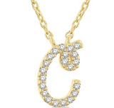 10K Yellow Gold Diamond Initial "C" Necklace, 0.05 Carat TW