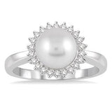 .20 CTW 14KW Pearl & Diamond Ring
