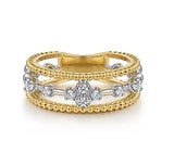 14K White and Yellow Gold Diamond Bujukan Ring, 0.24 Carat TW