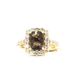 14KY Chocolate Quartz & Nude Diamond Ring w/ 2.74 ctw, Size 7