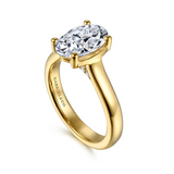 14K Yellow Gold 2.0Carat Diamond Oval Engagement Rings - Semi-Mount
