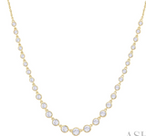 14K Yellow Gold Graduated Diamond Station Necklace, 1.25 Carat TW