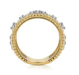 14K White and Yellow Gold Diamond Bujukan Ring, 0.24 Carat TW