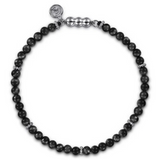 Sterling Silver Black Onyx Beaded Bracelet 8"