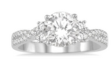 14K White Gold .90-1.25Carat Diamond Round Engagement Ring, 0.35Carat TW
