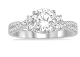 14K White Gold Round Cut Diamond Engagement Ring, 0.35Carat TW