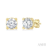 1/3 Ctw Round Cut Diamond Stud Earrings in 14K Yellow Gold