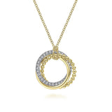 Two Tone Diamond Interlocking Circles Pendant