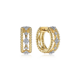 Yellow Gold Diamond Bujukan Huggie Earrings