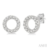 10K White Gold Diamond Petite Circle Stud Earrings w/ 0.10 Carat TW