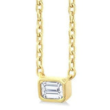 10K Yellow Gold Emerald Cut Diamond Necklace, .15CTW