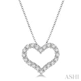 14KW Diamond Heart Pendant w/ 0.50 ctw, 18" Box Chain