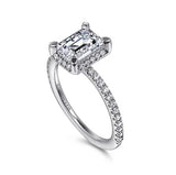 14KW Hidden Halo Emerald Cut Diamond Engagement Ring w/ 0.30 ctw