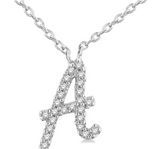 10K White Gold Diamond Initial "A" Necklace, 0.07 Carat TW