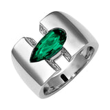 14KW Pear Shape Emerald & Diamond Ring w/ 1.73 ct Emer. & 0.15 ctw Dia.