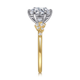 14K White and Yellow Gold 2.0 Carat Diamond Round Engagement Ring