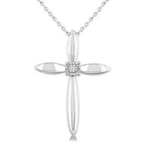 Sterling Silver Diamond Cross Pendant, 0.03Carat TW