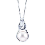 Sterling Silver Freshwater Button Cultured Pearl Pendant, w/ 9 -- 9.5 mm Pearl, 18