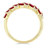 14K Yellow Gold 4X2 MM Ruby and Diamond Ring, 0.20 Carat Dia. TW