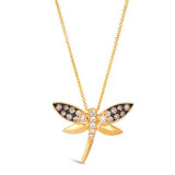 14K Yellow Gold Le Vian Nude Ombre Diamond Dragon Fly Pendant, 0.35 Carat tw