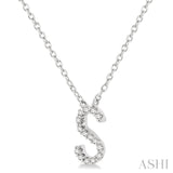 10K White Gold Initial "S" Necklace w/ 0.05 ctw