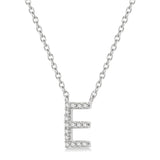 10K White Gold Diamond Initial "E" Necklace, 0.05 Carat TW