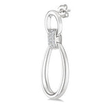 Sterling Silver Oval Shape Link Diamond Fashion Earrings, 0.10Carat TW