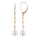 14KY Gold Akoya Pearl Brilliance Bead Dangle Earrings