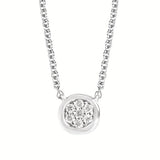 Sterling Silver Bezel Set Diamond Cluster Necklace