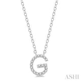 10K White Gold Diamond Initial "G" Necklace- 0.06 Carat tw
