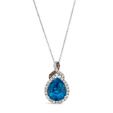 14K Vanilla Gold® Le Vian® Deep Sea Blue Topaz™, Nude & Chocolate Diamond Pendant, 20"