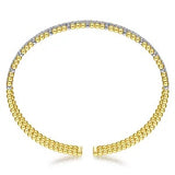 14K Two Toned Bujukan Diamond Cuff Bangle, 0.35 Carat TW