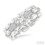 Sterling Silver Bold Panther Link Single Cut Diamond Fashion Ring, 0.10Carat TW