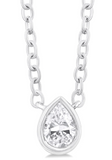 10K White Gold Pear Cut Diamond Necklace, 0.15 Carat TW