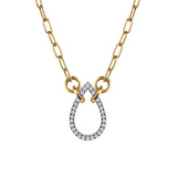 14K TwoTone Diamond Open Teardrop Paperclip Necklace, 0.21Carat TW