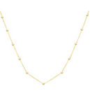 14K Yellow Gold Diamond Cut Bead Saturn Necklace 18"