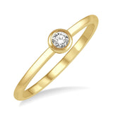 10K Yellow Gold Bezel Set Diamond Fashion Ring, 0.10 Carat TW