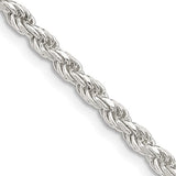 Sterling Silver (3.5mm) Diamond Cut Rope Chain, 24"