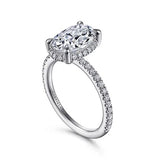 Platinum Hart Hidden Halo Oval Diamond Engagement Ring w/ 0.35 ctw