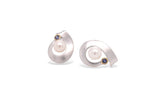 Sterling Silver & 14K Gold Pearl & Iolite Stud Earrings, 5 mm