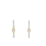 14Kyg .36Ctw Diamonds Set On White Gold Prongs And Bezel Set Oval Hoop Earrings G-H/Si2-I1